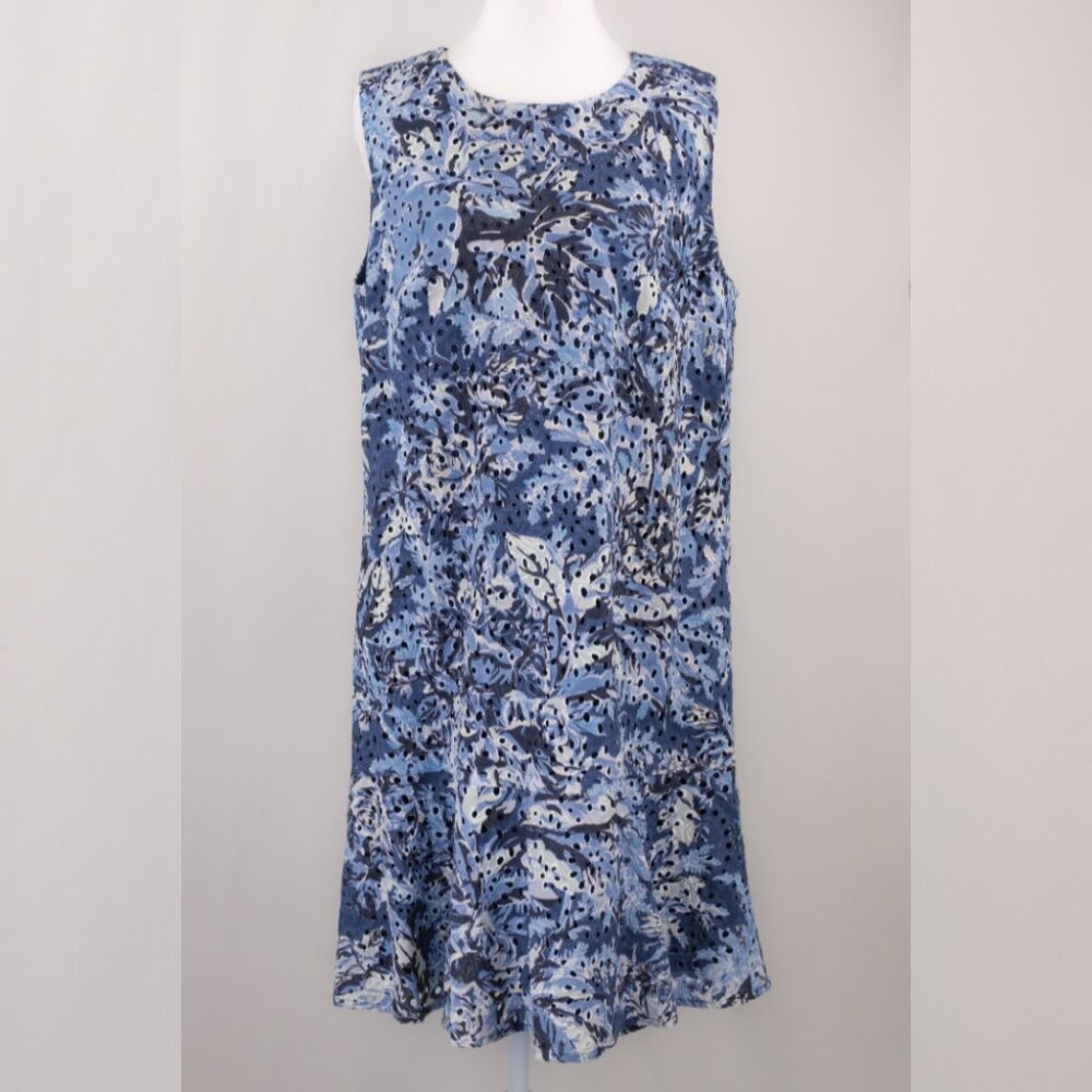 Kobi Halperin Mue Eyelet Floral Printed Mini dress, Blue Multi, Medium